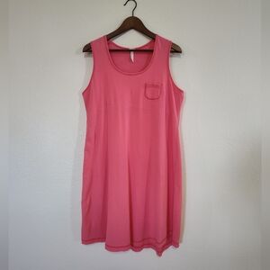 Vintage Steve Sporty Sleeveless Pink Pocket Shift Dress With Built In Sports Bra